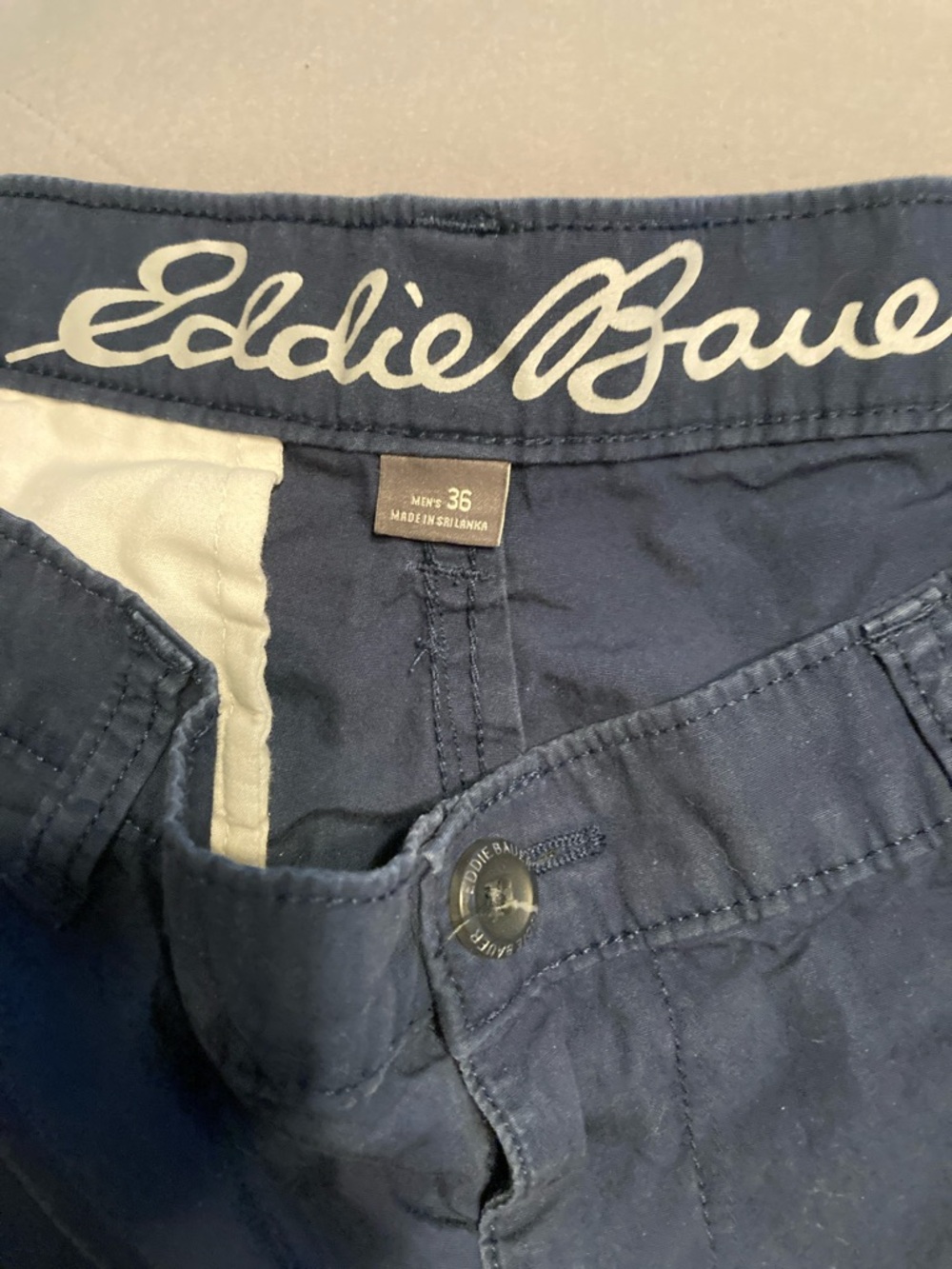 Eddie Bauer Navy Button-Front Casual Shorts